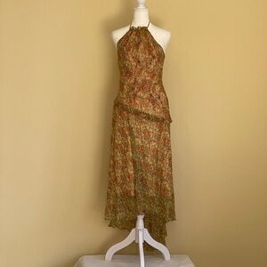laundry by Shelli Segal size 6 gold pattern  vintage dress